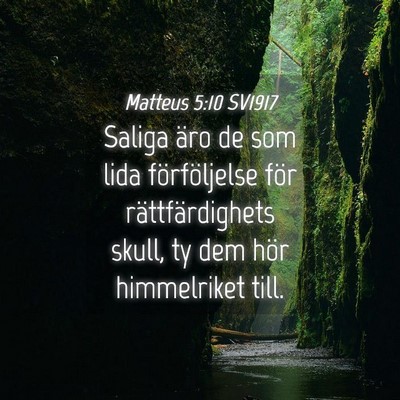 Picture 04 - Matteus 5:10 SV1917 - Saliga äro de som lida förföljelse för - Bible Verse Picture