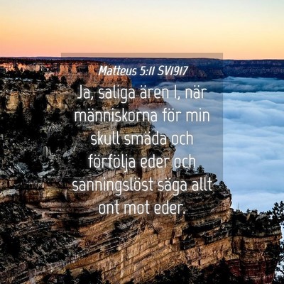 Picture 04 - Matteus 5:11 SV1917 - Ja, saliga ären I, när människorna för min - Bible Verse Picture