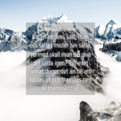 Picture 04 - Matteus 5:13 SV1917 - I ären jordens salt; men om saltet mister sin - Bible Verse Picture