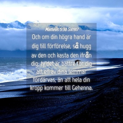 Picture 04 - Matteus 5:30 SV1917 - Och om din högra hand är dig till förförelse, - Bible Verse Picture