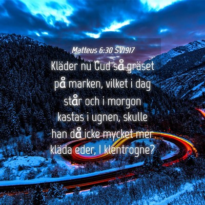 Picture 04 - Matteus 6:30 SV1917 - Kläder nu Gud så gräset på marken, vilket i - Bible Verse Picture