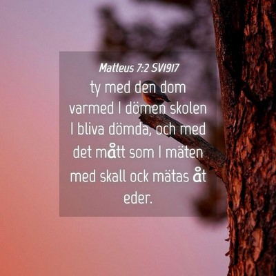 Picture 04 - Matteus 7:2 SV1917 - ty med den dom varmed I dömen skolen I bliva - Bible Verse Picture