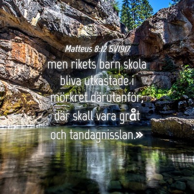 Picture 04 - Matteus 8:12 SV1917 - men rikets barn skola bliva utkastade i mörkret - Bible Verse Picture