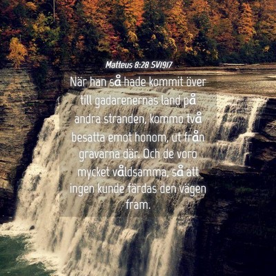 Picture 04 - Matteus 8:28 SV1917 - När han så hade kommit över till gadarenernas - Bible Verse Picture