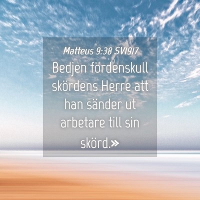 Picture 04 - Matteus 9:38 SV1917 - Bedjen fördenskull skördens Herre att han - Bible Verse Picture