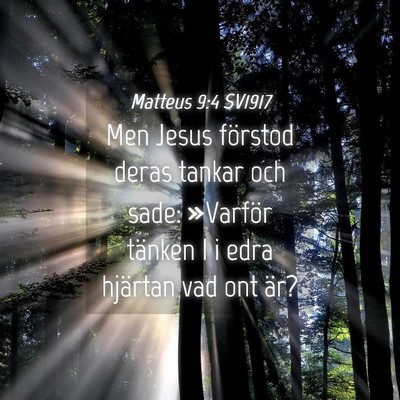 Picture 04 - Matteus 9:4 SV1917 - Men Jesus förstod deras tankar och sade: - Bible Verse Picture