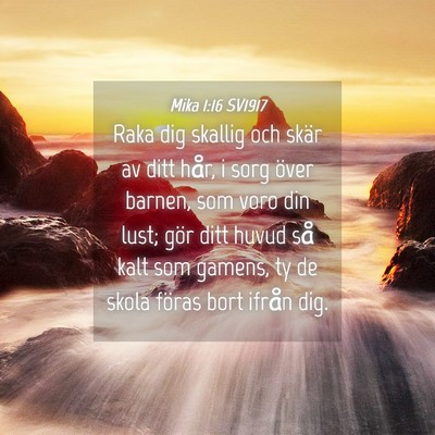 Picture 04 - Mika 1:16 SV1917 - Raka dig skallig och skär av ditt hår, i sorg - Bible Verse Picture