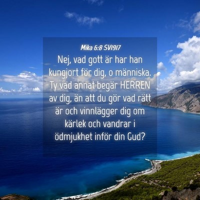 Picture 04 - Mika 6:8 SV1917 - Nej, vad gott är har han kungjort för dig, o - Bible Verse Picture