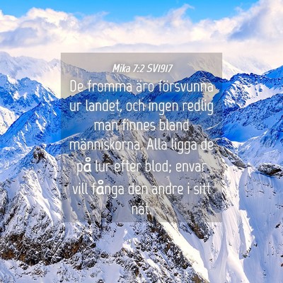 Picture 04 - Mika 7:2 SV1917 - De fromma äro försvunna ur landet, och ingen - Bible Verse Picture