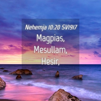 Picture 04 - Nehemja 10:20 SV1917 - Magpias, Mesullam, - Bible Verse Picture
