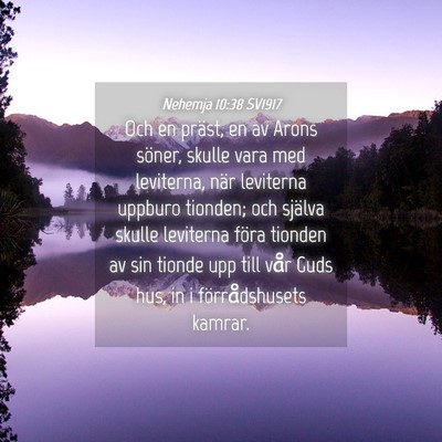 Picture 04 - Nehemja 10:38 SV1917 - Och en präst, en av Arons söner, skulle vara - Bible Verse Picture
