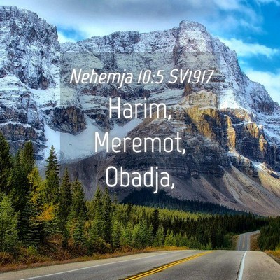Picture 04 - Nehemja 10:5 SV1917 - Harim, Meremot, - Bible Verse Picture