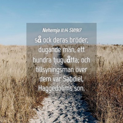 Picture 04 - Nehemja 11:14 SV1917 - så ock deras bröder, dugande män, ett hundra - Bible Verse Picture