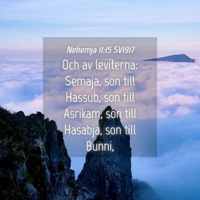 Picture 04 - Nehemja 11:15 SV1917 - Och av leviterna: Semaja, son till Hassub, son - Bible Verse Picture