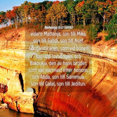Picture 04 - Nehemja 11:17 SV1917 - vidare Mattanja, son till Mika, son till Sabdi, - Bible Verse Picture