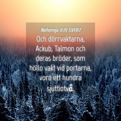 Picture 04 - Nehemja 11:19 SV1917 - Och dörrvaktarna, Ackub, Talmon och deras - Bible Verse Picture