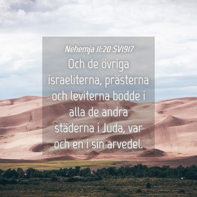 Picture 04 - Nehemja 11:20 SV1917 - Och de övriga israeliterna, prästerna och - Bible Verse Picture