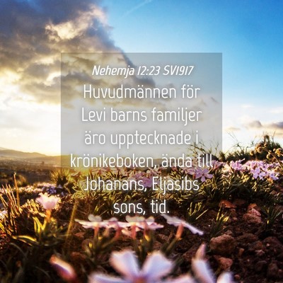 Picture 04 - Nehemja 12:23 SV1917 - Huvudmännen för Levi barns familjer äro - Bible Verse Picture
