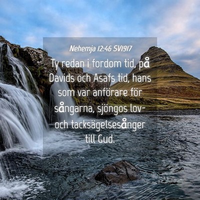 Picture 04 - Nehemja 12:46 SV1917 - Ty redan i fordom tid, på Davids och Asafs tid, - Bible Verse Picture