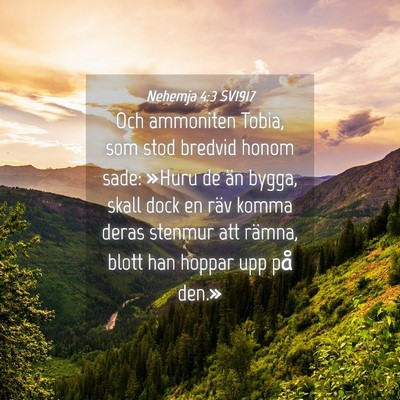 Picture 04 - Nehemja 4:3 SV1917 - Och ammoniten Tobia, som stod bredvid honom sade: - Bible Verse Picture