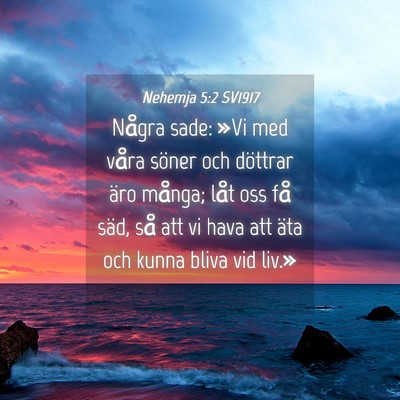 Picture 04 - Nehemja 5:2 SV1917 - Några sade: »Vi med våra söner och döttrar - Bible Verse Picture