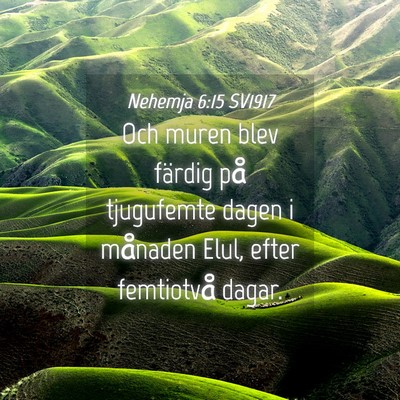 Picture 04 - Nehemja 6:15 SV1917 - Och muren blev färdig på tjugufemte dagen i - Bible Verse Picture
