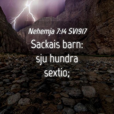 Picture 04 - Nehemja 7:14 SV1917 - Sackais barn: sju hundra - Bible Verse Picture