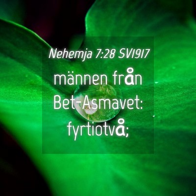 Picture 04 - Nehemja 7:28 SV1917 - männen från Bet-Asmavet: - Bible Verse Picture