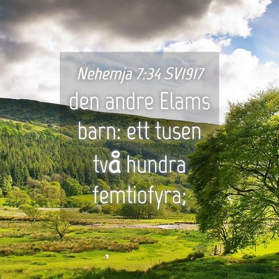 Picture 04 - Nehemja 7:34 SV1917 - den andre Elams barn: ett tusen två hundra - Bible Verse Picture