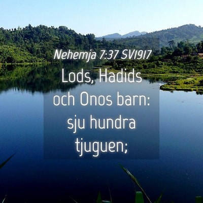 Picture 04 - Nehemja 7:37 SV1917 - Lods, Hadids och Onos barn: sju hundra - Bible Verse Picture