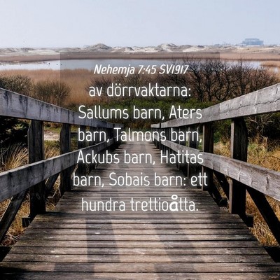 Picture 04 - Nehemja 7:45 SV1917 - av dörrvaktarna: Sallums barn, Aters barn, - Bible Verse Picture