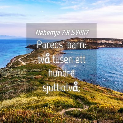 Picture 04 - Nehemja 7:8 SV1917 - Pareos' barn: två tusen ett hundra - Bible Verse Picture