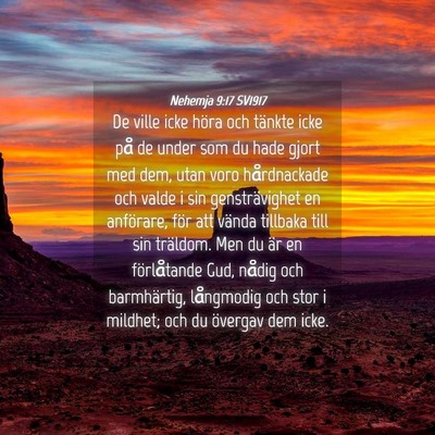 Picture 04 - Nehemja 9:17 SV1917 - De ville icke höra och tänkte icke på de under - Bible Verse Picture
