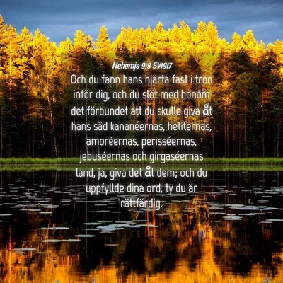 Picture 04 - Nehemja 9:8 SV1917 - Och du fann hans hjärta fast i tron inför dig, - Bible Verse Picture
