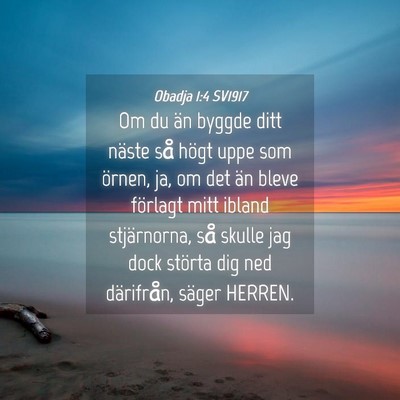 Picture 04 - Obadja 1:4 SV1917 - Om du än byggde ditt näste så högt uppe som - Bible Verse Picture