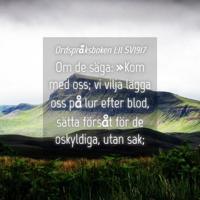 Picture 04 - Ordspråksboken 1:11 SV1917 - Om de säga: »Kom med oss; vi vilja lägga oss - Bible Verse Picture