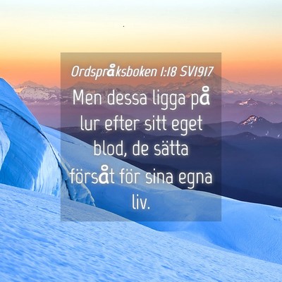Picture 04 - Ordspråksboken 1:18 SV1917 - Men dessa ligga på lur efter sitt eget blod, de - Bible Verse Picture
