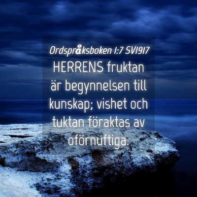 Picture 04 - Ordspråksboken 1:7 SV1917 - HERRENS fruktan är begynnelsen till kunskap; - Bible Verse Picture