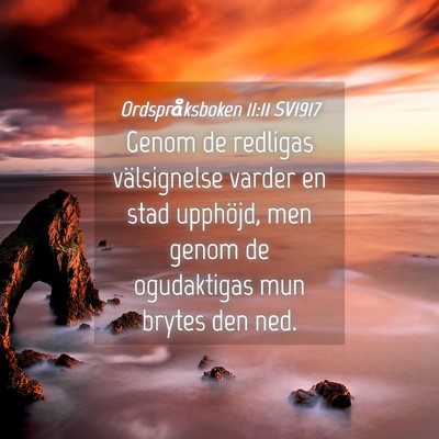 Picture 04 - Ordspråksboken 11:11 SV1917 - Genom de redligas välsignelse varder en stad - Bible Verse Picture
