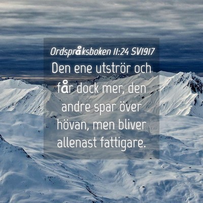 Picture 04 - Ordspråksboken 11:24 SV1917 - Den ene utströr och får dock mer, den andre - Bible Verse Picture