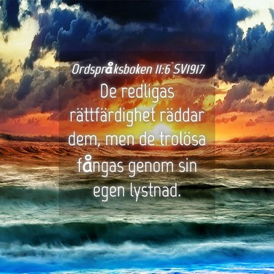 Picture 04 - Ordspråksboken 11:6 SV1917 - De redligas rättfärdighet räddar dem, men de - Bible Verse Picture
