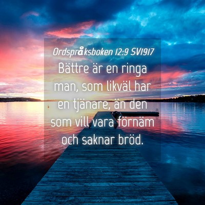 Picture 04 - Ordspråksboken 12:9 SV1917 - Bättre är en ringa man, som likväl har en - Bible Verse Picture