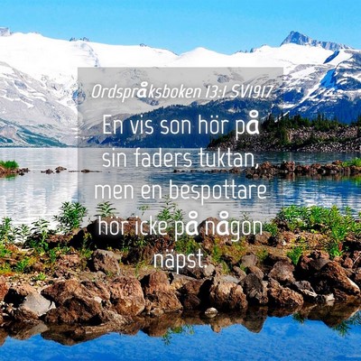 Picture 04 - Ordspråksboken 13:1 SV1917 - En vis son hör på sin faders tuktan, men en - Bible Verse Picture
