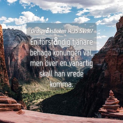 Picture 04 - Ordspråksboken 14:35 SV1917 - En förståndig tjänare behaga konungen väl, - Bible Verse Picture