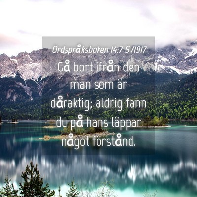 Picture 04 - Ordspråksboken 14:7 SV1917 - Gå bort ifrån den man som är dåraktig; aldrig - Bible Verse Picture