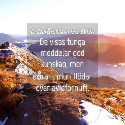 Picture 04 - Ordspråksboken 15:2 SV1917 - De visas tunga meddelar god kunskap, men dårars - Bible Verse Picture