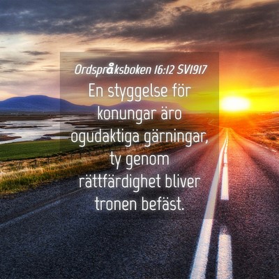 Picture 04 - Ordspråksboken 16:12 SV1917 - En styggelse för konungar äro ogudaktiga - Bible Verse Picture
