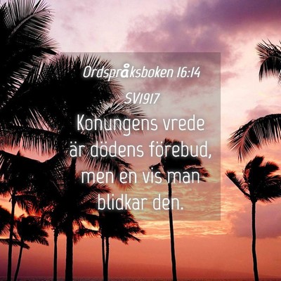 Picture 04 - Ordspråksboken 16:14 SV1917 - Konungens vrede är dödens förebud, men en vis - Bible Verse Picture