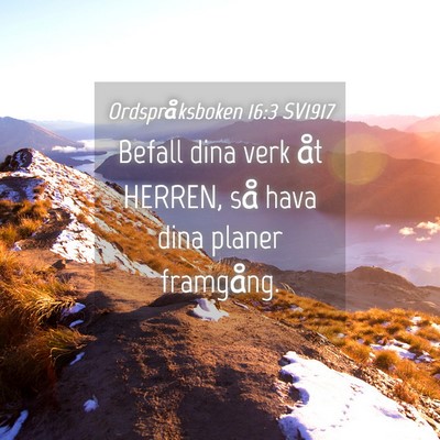 Picture 04 - Ordspråksboken 16:3 SV1917 - Befall dina verk åt HERREN, så hava dina planer - Bible Verse Picture
