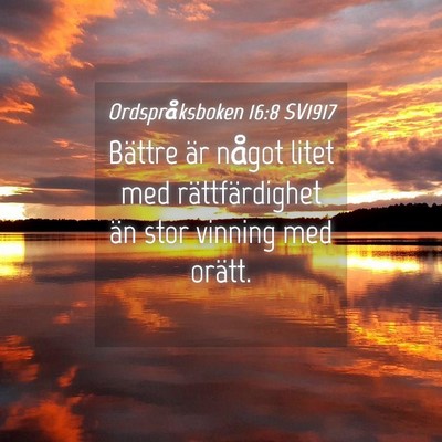 Picture 04 - Ordspråksboken 16:8 SV1917 - Bättre är något litet med rättfärdighet än - Bible Verse Picture